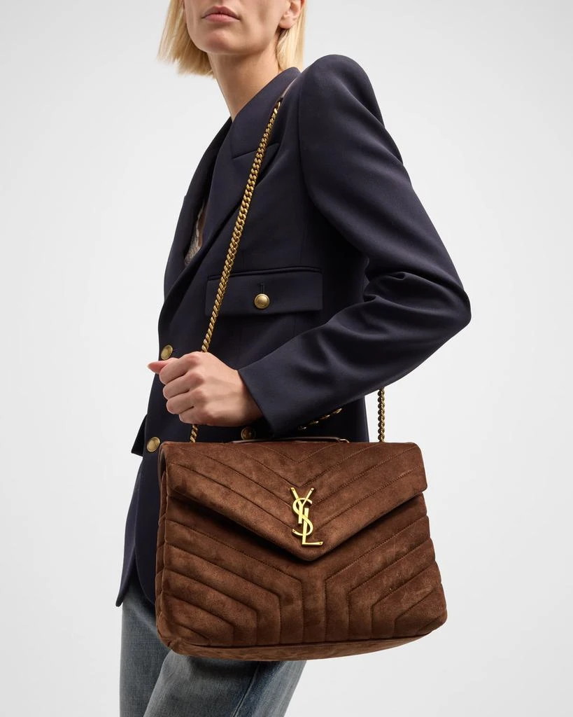 Yves Saint Laurent Loulou Medium YSL Shoulder Bag in Quilted Suede 4