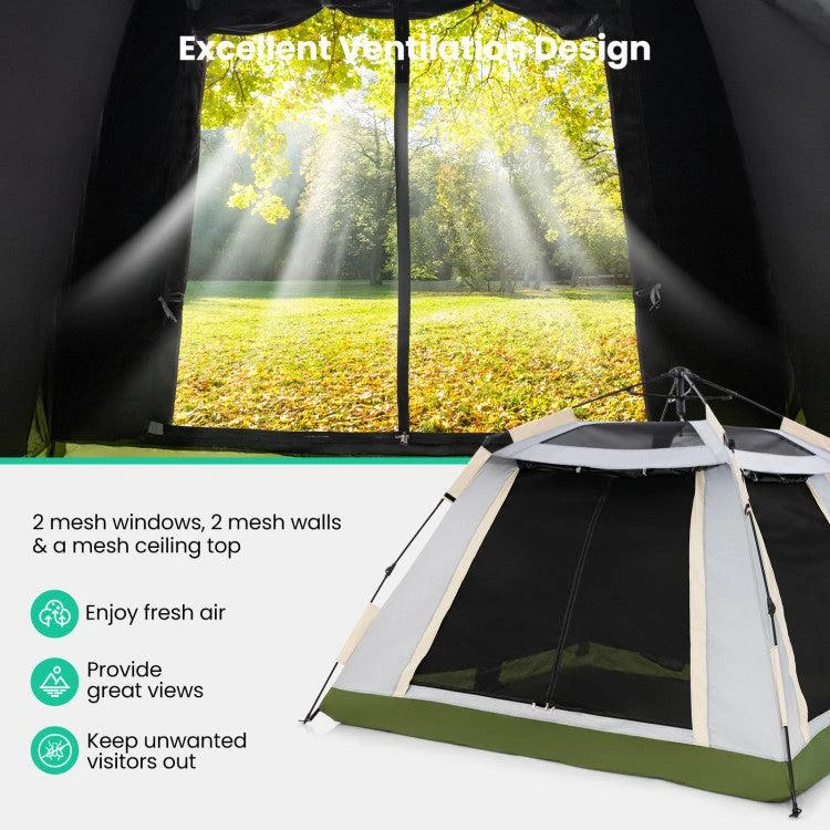 Hivvago 2-4 Person Instant Pop-up Camping Tent with Removable Rainfly 4