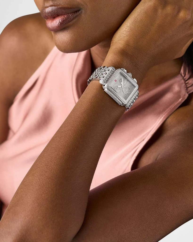 Michele Limited Edition Deco Jubilee Stainless Steel Diamond Pavé Bracelet Watch 2