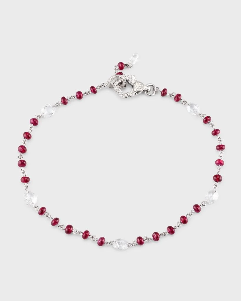 64 Facets 18K White Gold Ruby and Diamond Tennis Bracelet 1