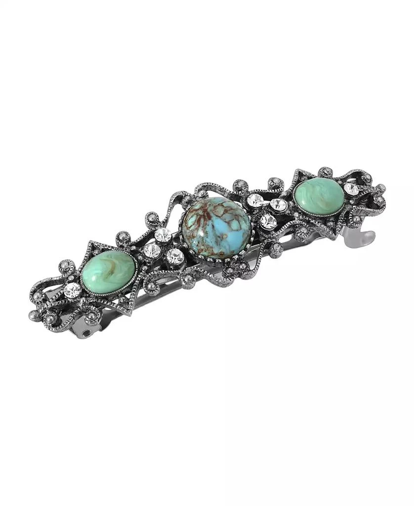 2028 Women
s Silver-Tone Stones Barrette