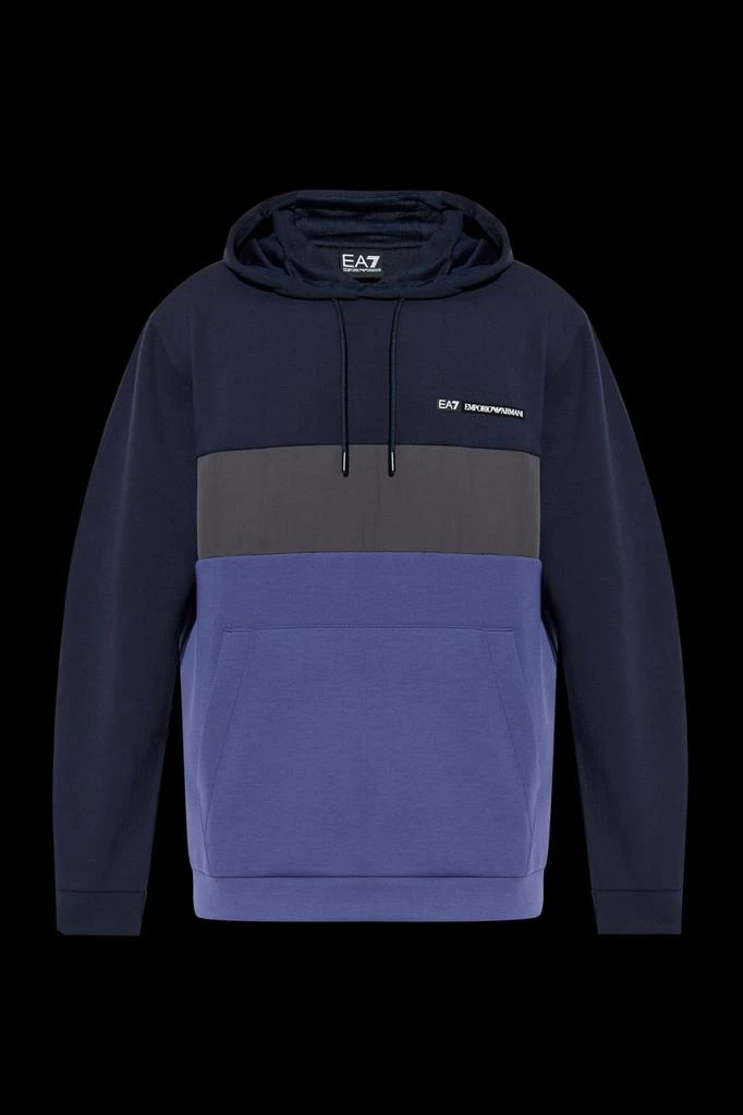 EA7 EMPORIO ARMANI Ea7 Emporio Armani Color Blocked Drawstring Hoodie 1