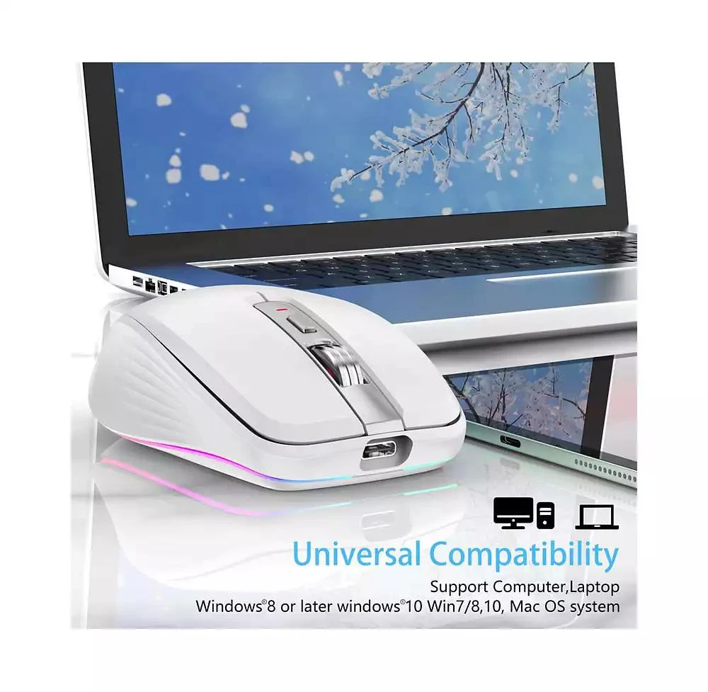 risokeys Dual-Mode Wireless Mouse-(2.4G 
Bluetooth 5.1), 2400 DPI Adjustable, Silent Click, Type-C Rechargeable 7