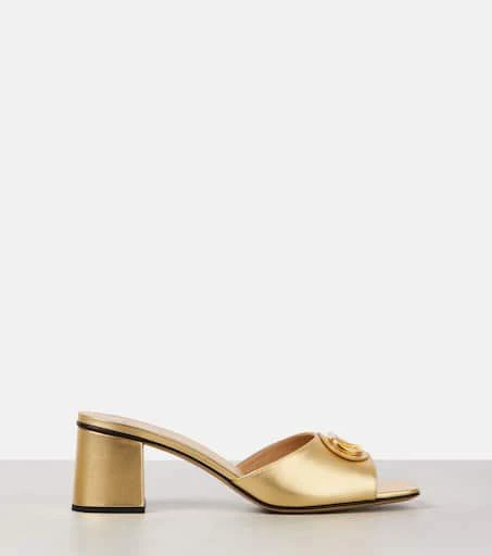 Valentino VLogo metallic leather mules 4
