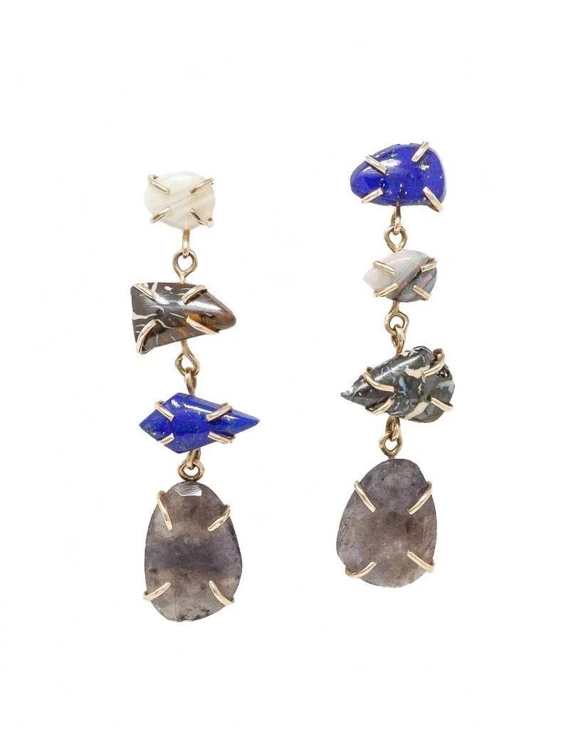 Melissa Joy Manning Lapis Opal Labradorite Jasper Earring In Blue