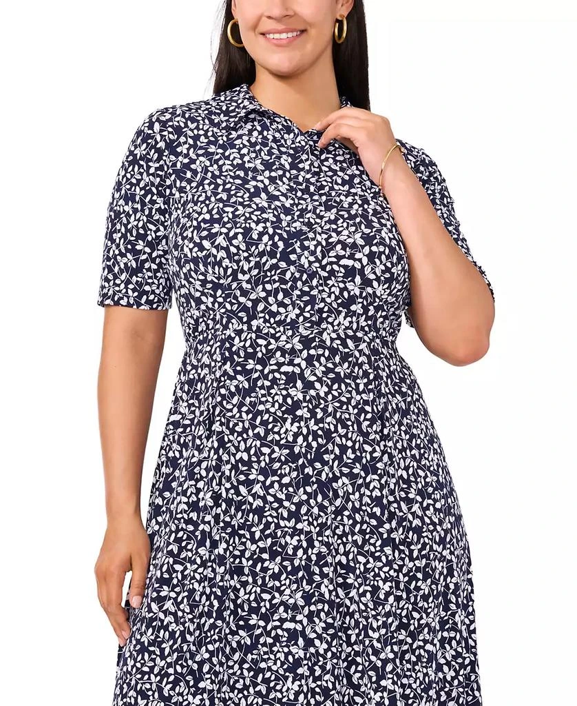 MSK Plus Size Printed Button-Front Collared Maxi Dress 4