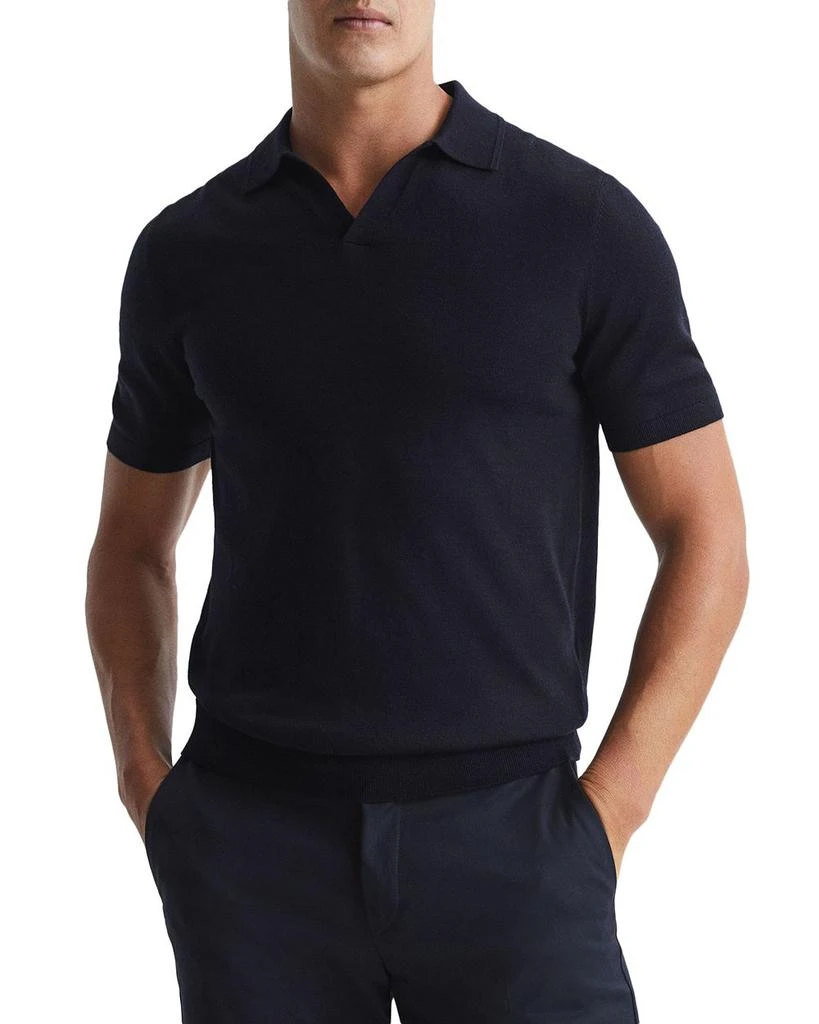 REISS Duchie Short Sleeve Open Collar Merino Polo Shirt 1