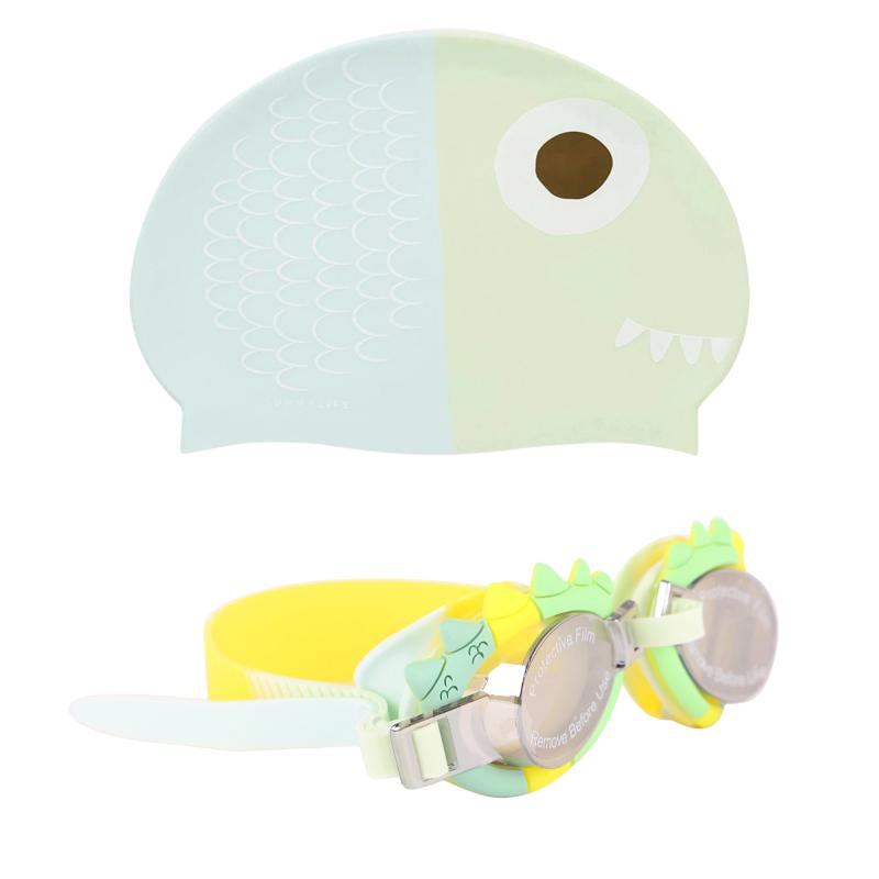 Sunnylife Monty the monster colorful swim goggles and swimming cap set