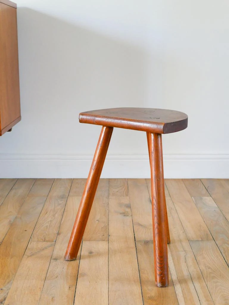 Mushroom Studio Tabouret Tripode Demi-Lune En Bois - Brutaliste - 1950 3