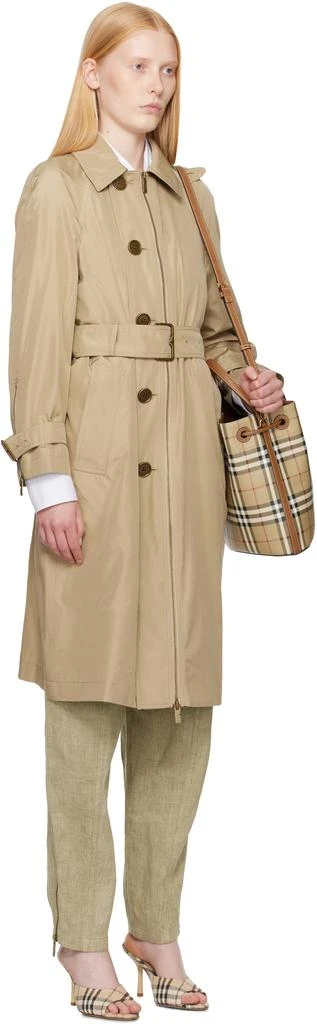 Burberry Beige Single Breasted Silk Trench Coat 2