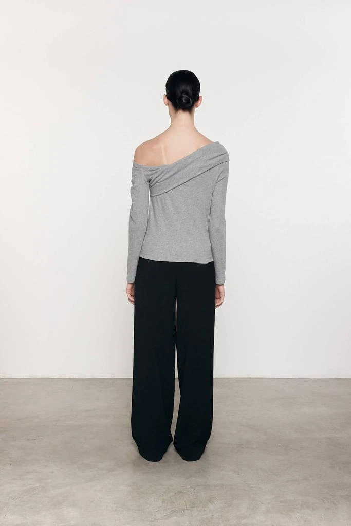 Enza Costa Cashmere One-Shoulder Drape Top In Smoke 2