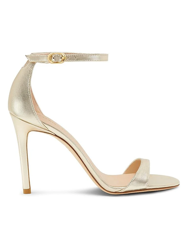 Stuart Weitzman Nudist II 100MM Metallic Leather Sandals 1