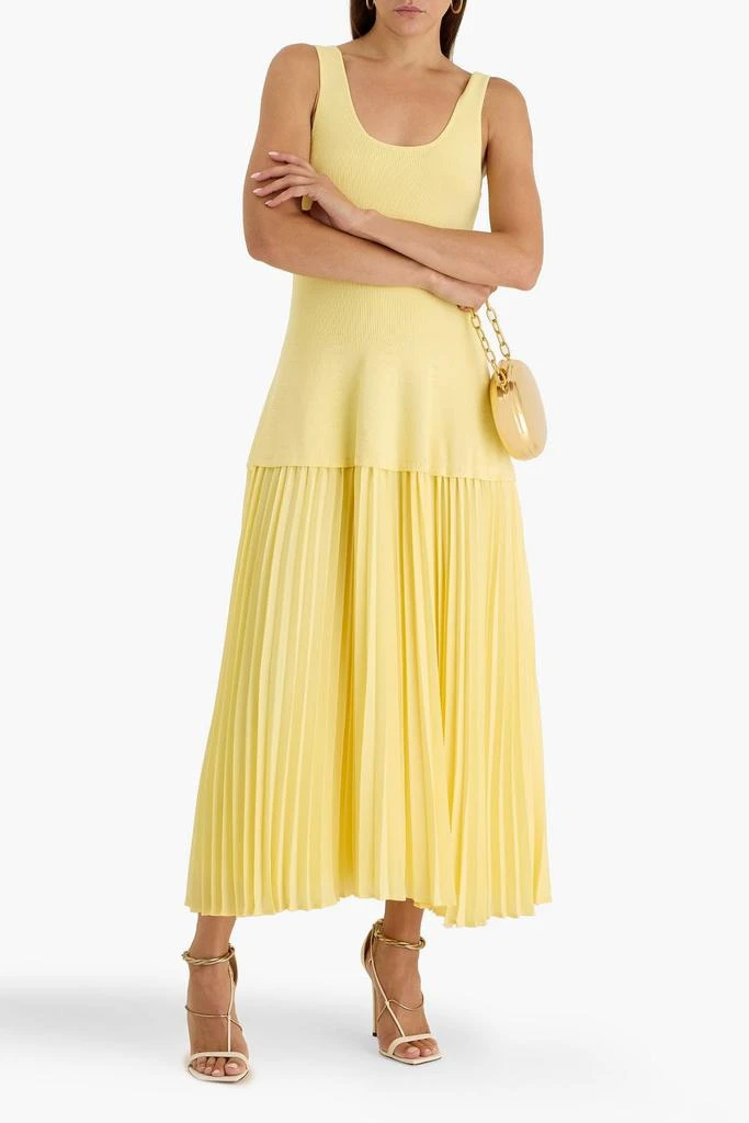knee length dresses for ladies Michael Kors Pleated Georgette Midi Dress in Black