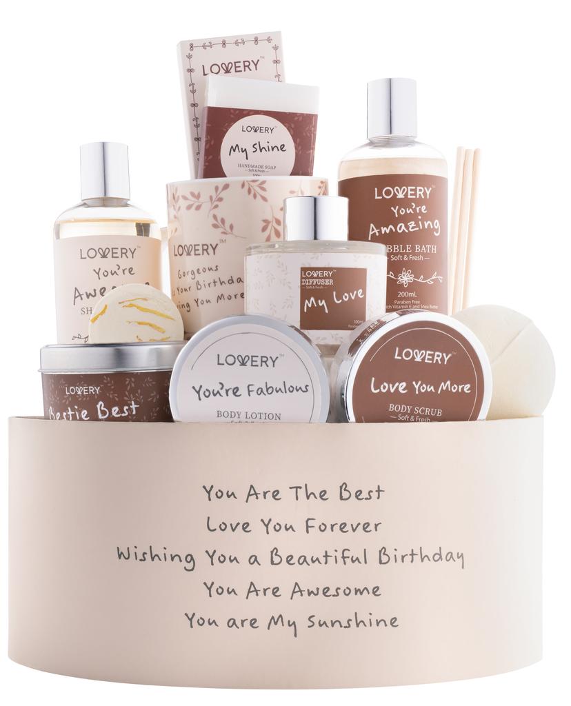 Lovery Birthday Gift Basket, Bath and Spa Gift Set for Women, Luxury Birthday Spa Gift Bo