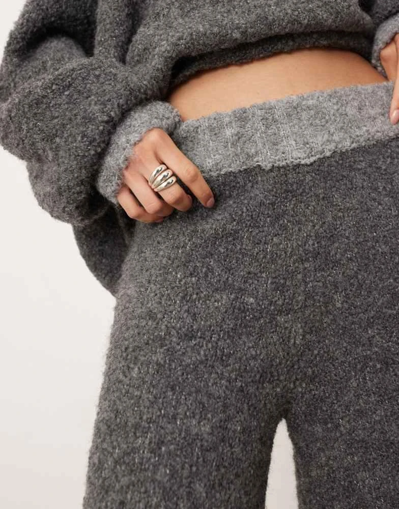ASOS ASOS EDITION boucle knit wide leg trouser co-ord in charcoal 4