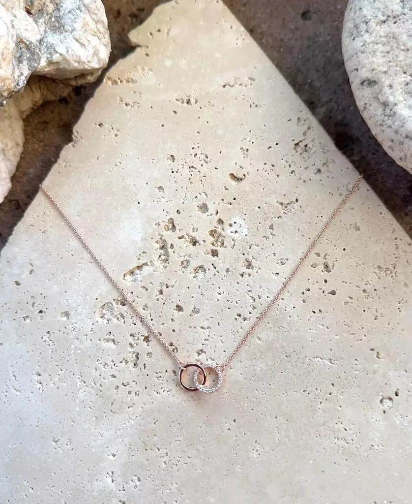 ADORNIA Rose Gold CZ Adjustable Pave Rings Necklace 3