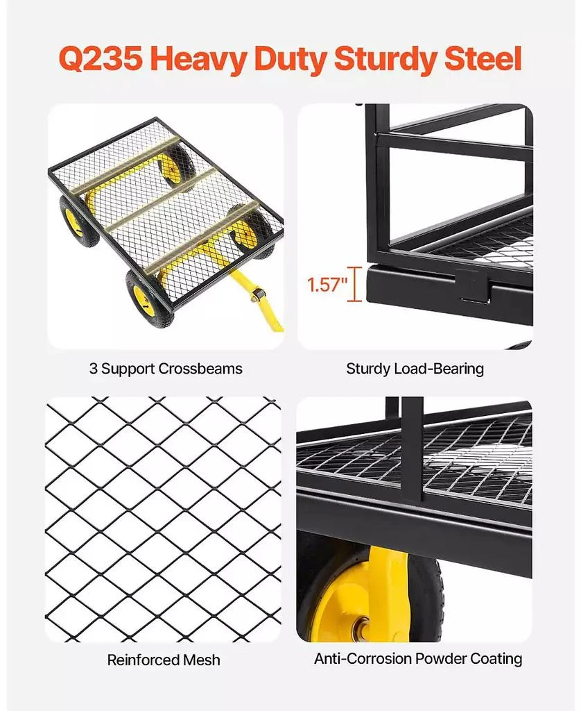 SUGIFT 1200 lb Heavy-Duty Steel Garden Cart with 13" All-Terrain Tires 
Convertible Mesh Sides 7