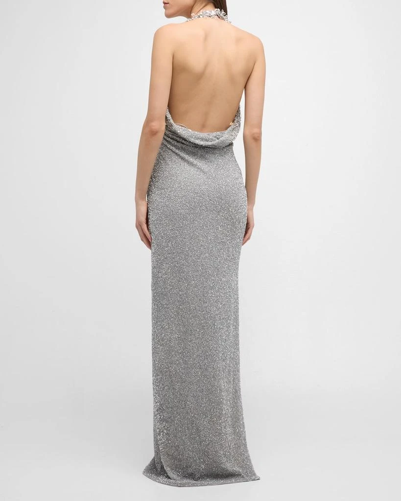 Pamella Roland Beaded Halter Gown with Crystal Embellishment 4