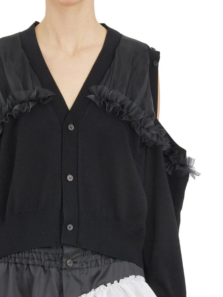 Noir Kei Ninomiya Noir Kei Ninomiya Ruffle-Detailed V-Neck Cardigan 4