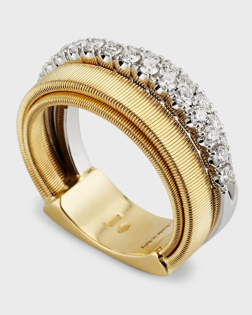 Marco Bicego 18K Gold Masai Ring with 2 Diamond Bands, Size 7 3