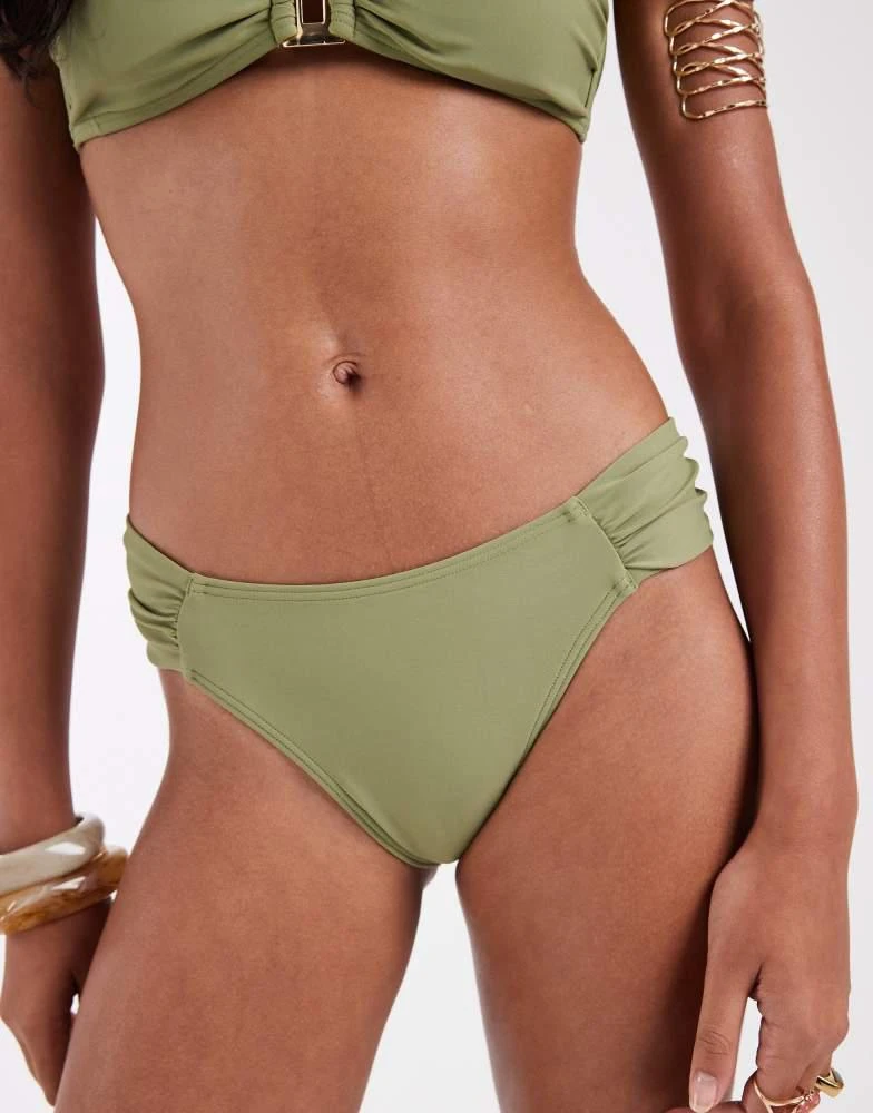 New Look New Look high leg bikini bottoms in green 4