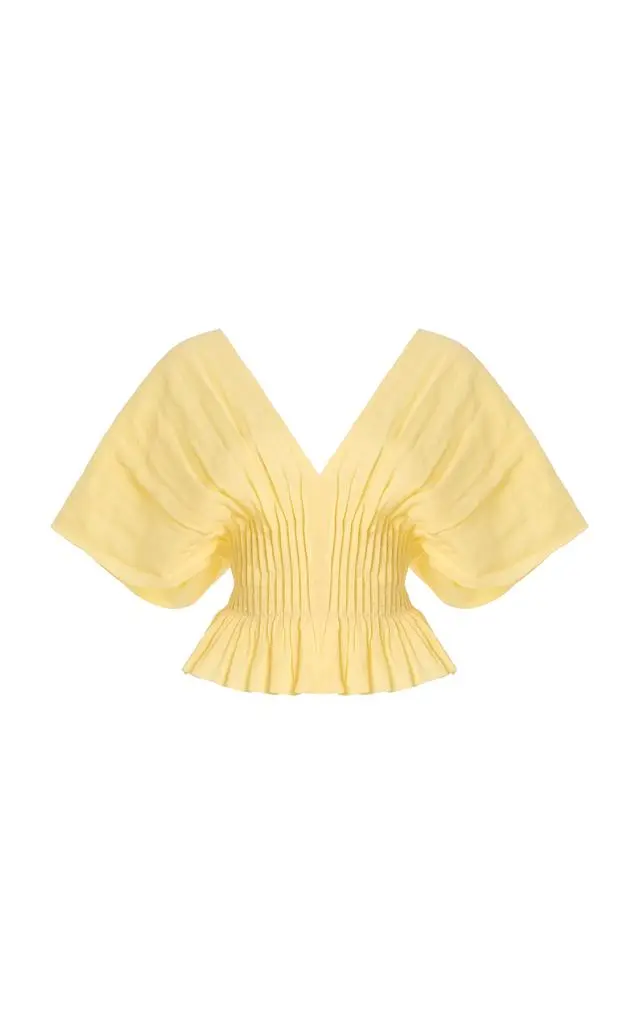 Sea Sea - Zora Pleated Voile Top - Yellow - US 4 - Moda Operandi 1