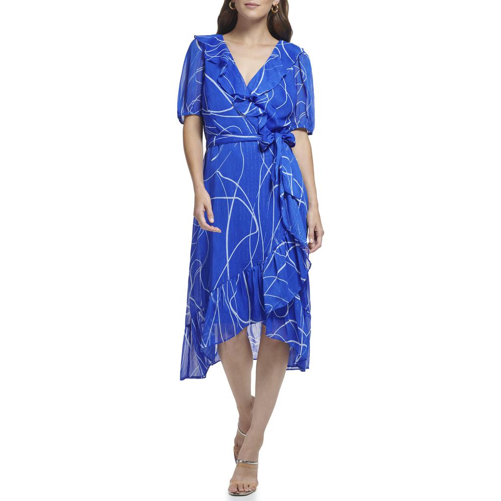 DKNY Sleeveless Ruffled Belted Dress