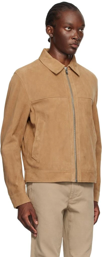Hugo Boss Tan Regular-Fit Leather Jacket 2