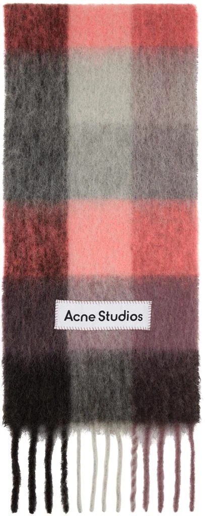 Acne Studios Pink Mohair Checked Scarf 1