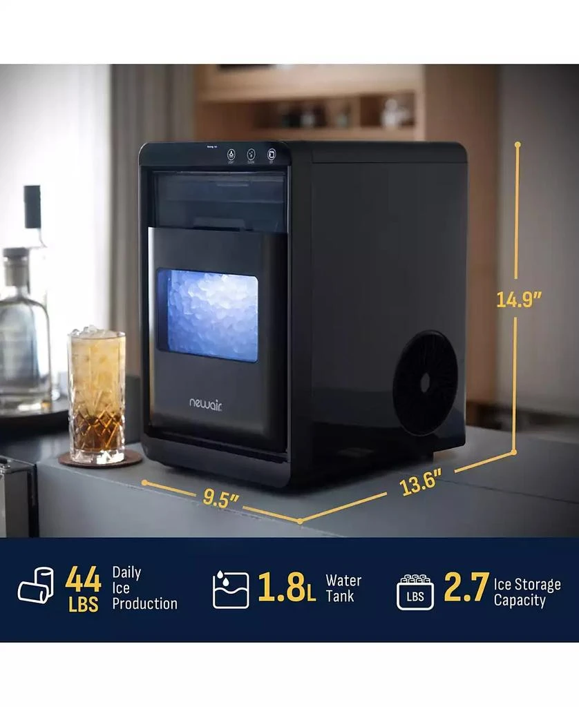 Newair Nugget Ice Maker Countertop, 44 lbs in 24 hours Ice Machine Nugget, Self Cleaning Ice Maker in Black Stainless Steel, Perfect for Home Bar, Kitchen Countertop, RV, Home Office 10