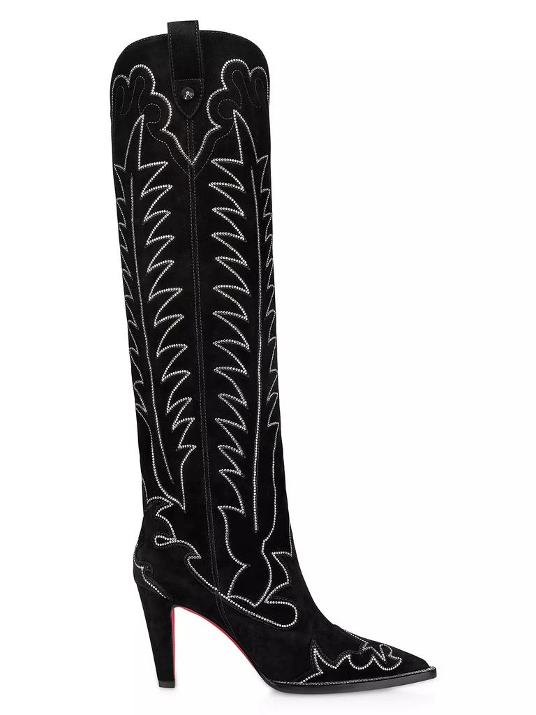 Christian Louboutin Santia Botta Strass 85MM Velvet Boots 1