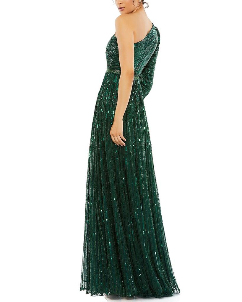 Mac Duggal Sequined One Shoulder A-Line Gown