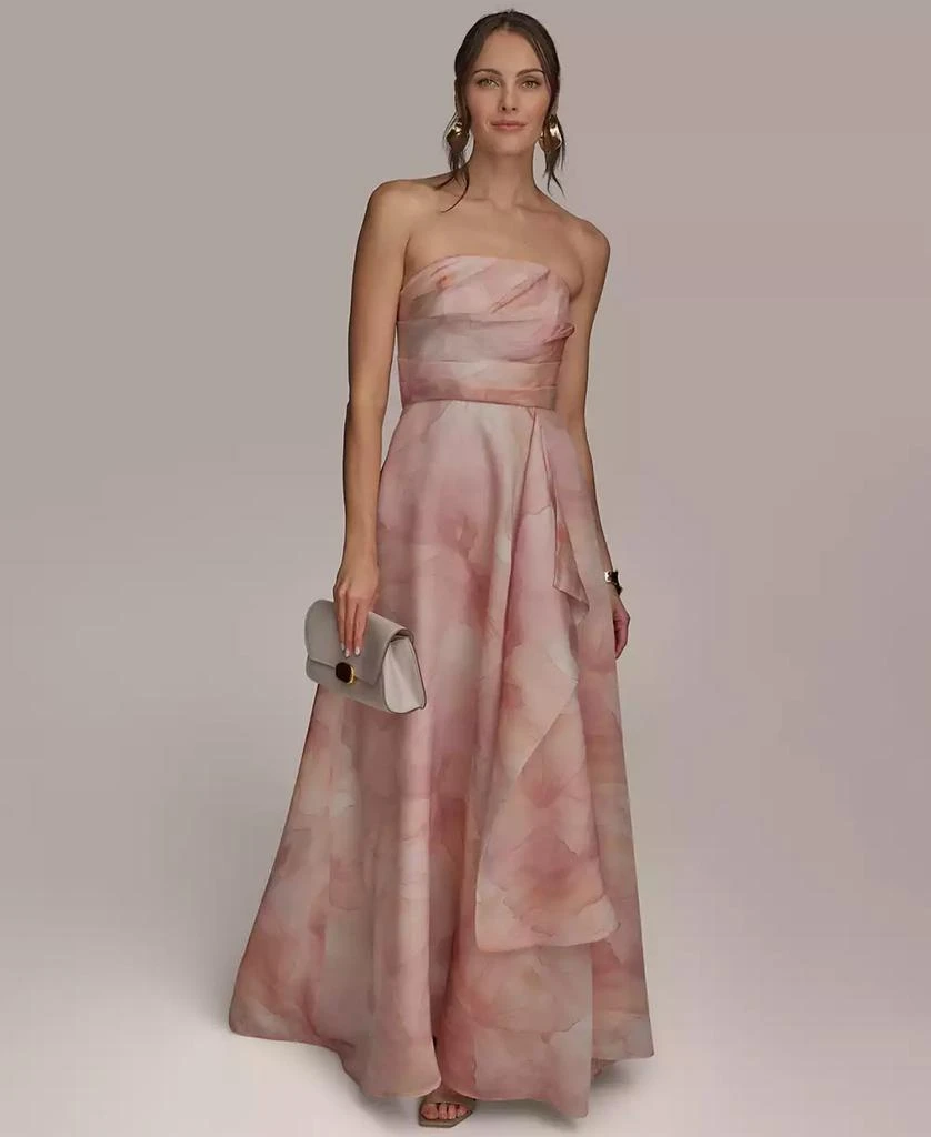 Donna Karan Women's Floral Print Strapless Ball Gown 1
