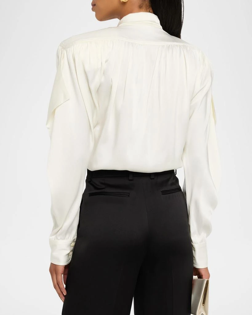 Stella McCartney Satin Tie-Neck Padded-Shoulder Shirt 3