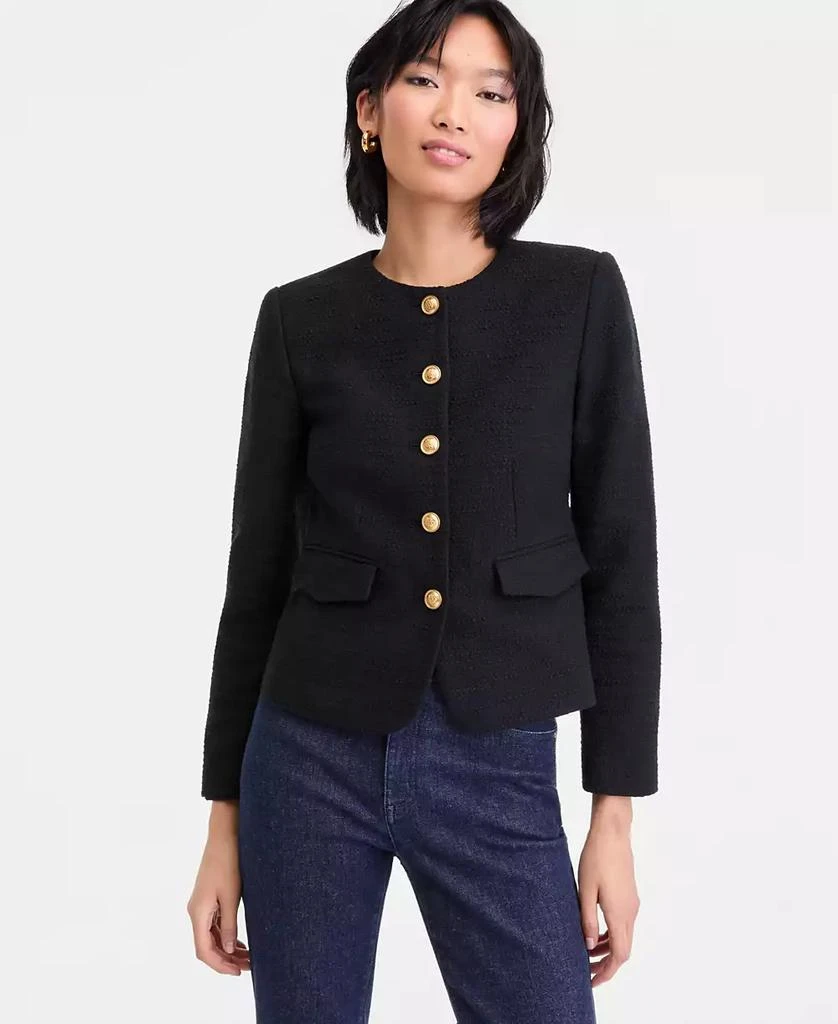 INC International Women
s Collarless Cotton Tweed Jacket, Macy
s Exclusive