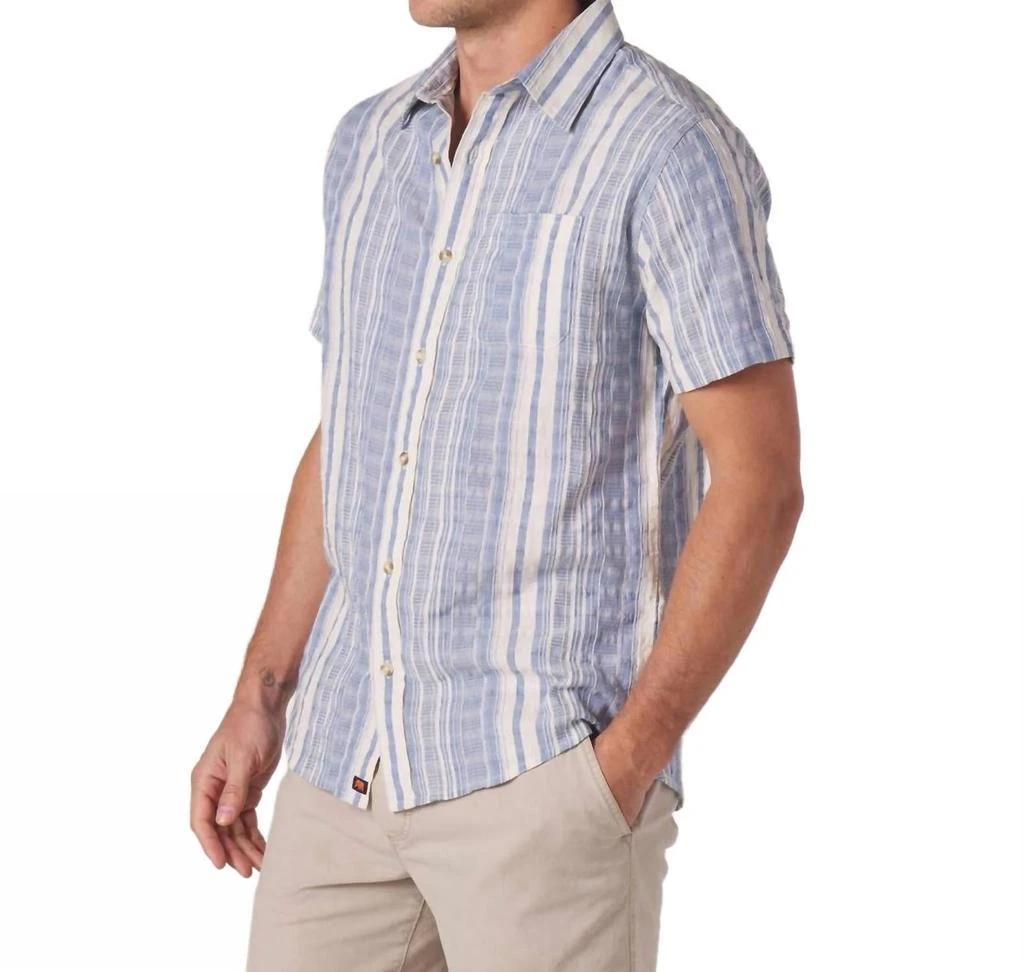 The Normal Brand Freshwater Short Sleeve Button Up In Ponoma Stripe 2