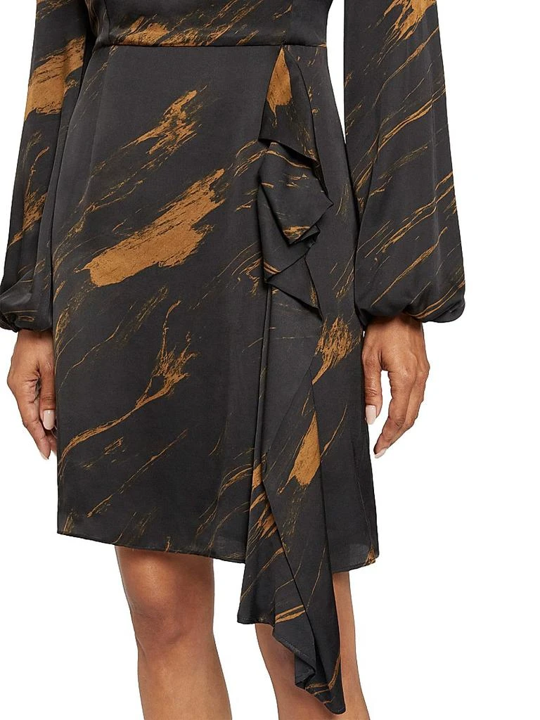 Santorelli Abstract Ruffle Jewel-Neck Mini-Dress 5
