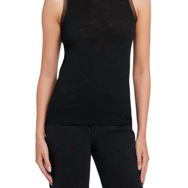 Goldie Tank Top With Tulle Trim In Black 1
