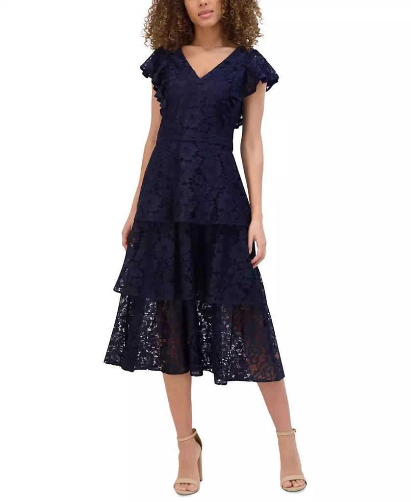 Kensie Women's Tiered Lace Midi Dress 1