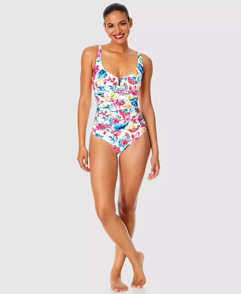 Anne Cole Women's Watercolor Paisley V-Front One-Piece Swimsuit