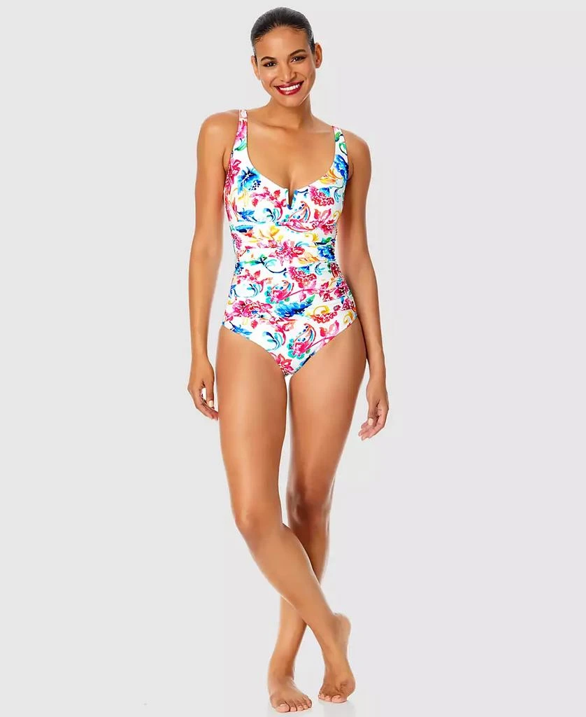Anne Cole Women's Watercolor Paisley V-Front One-Piece Swimsuit 1