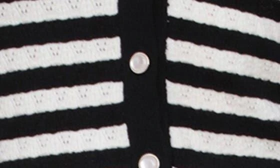 Avec Les Filles Striped Pointelle Polo Cardigan 6