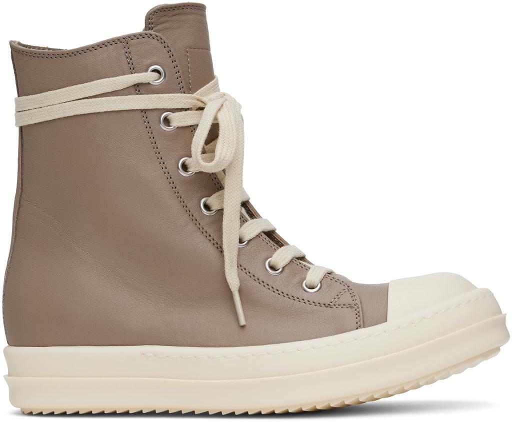 【RICK OWENS】ベージュ Hollywood Overdyed Denim スニーカー Rick Owens Beige Hollywood Overdyed Denim Sneakers IT-36
