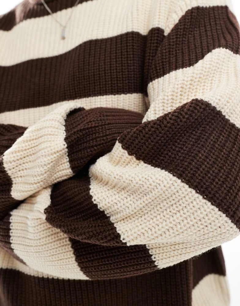 ASOS ASOS DESIGN oversized knitted jumper brown stripe 3