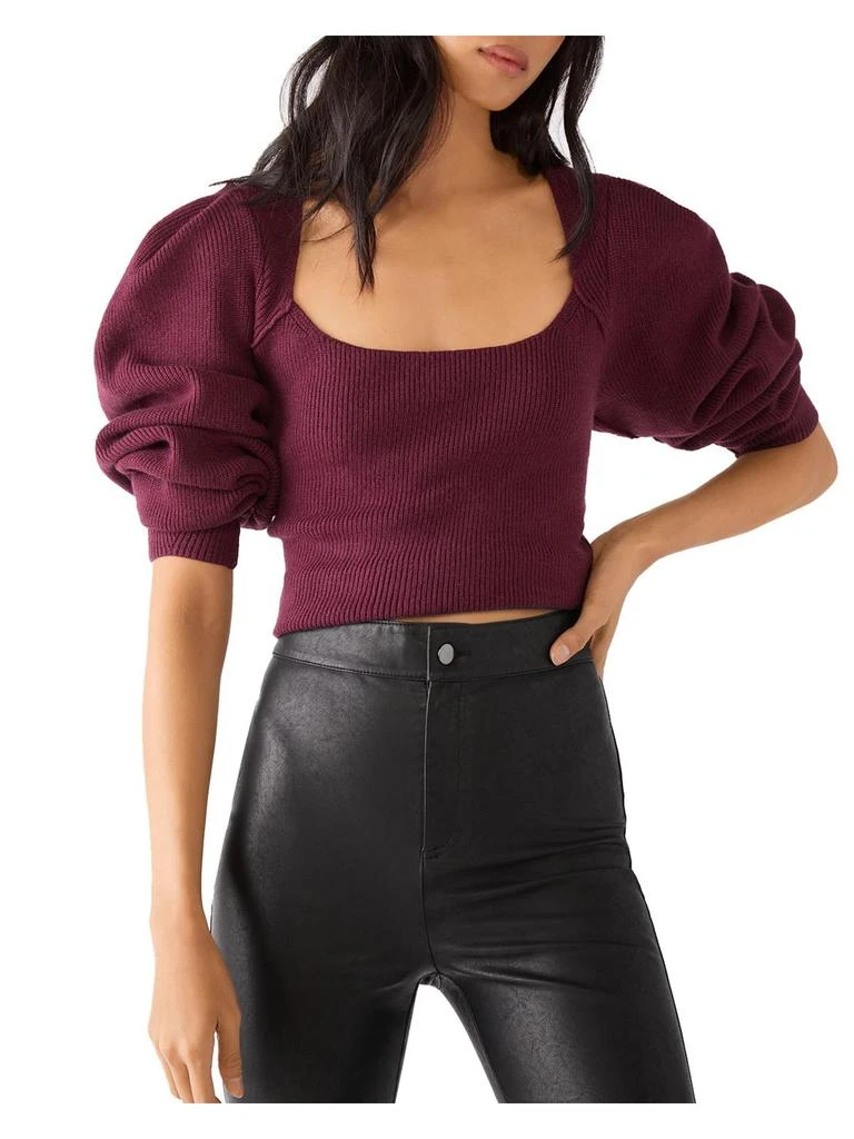 Free People Saffron Womens Ribbed Short Crop Sweater 1