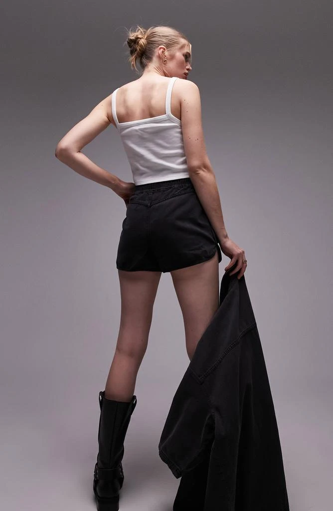 Topshop Cotton Denim Track Shorts 2