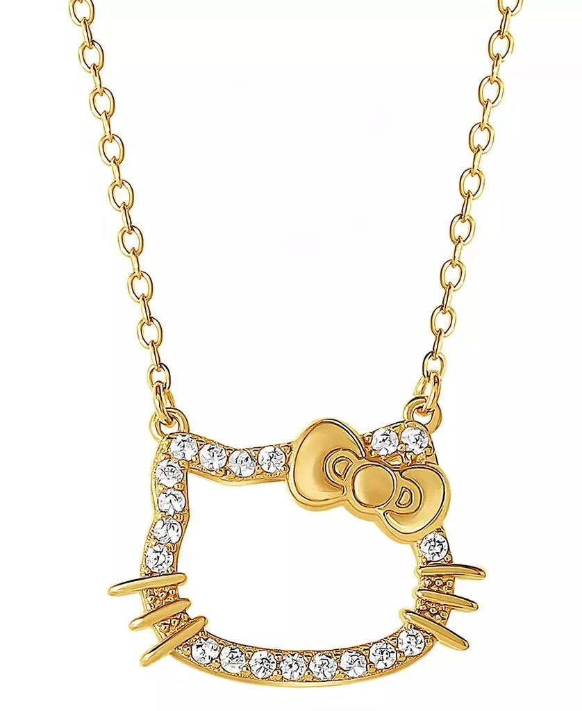 Macy's Hello Kitty Cubic Zirconia Silhouette 18" Pendant Necklace in 18k Gold-Plated Sterling Silver 1