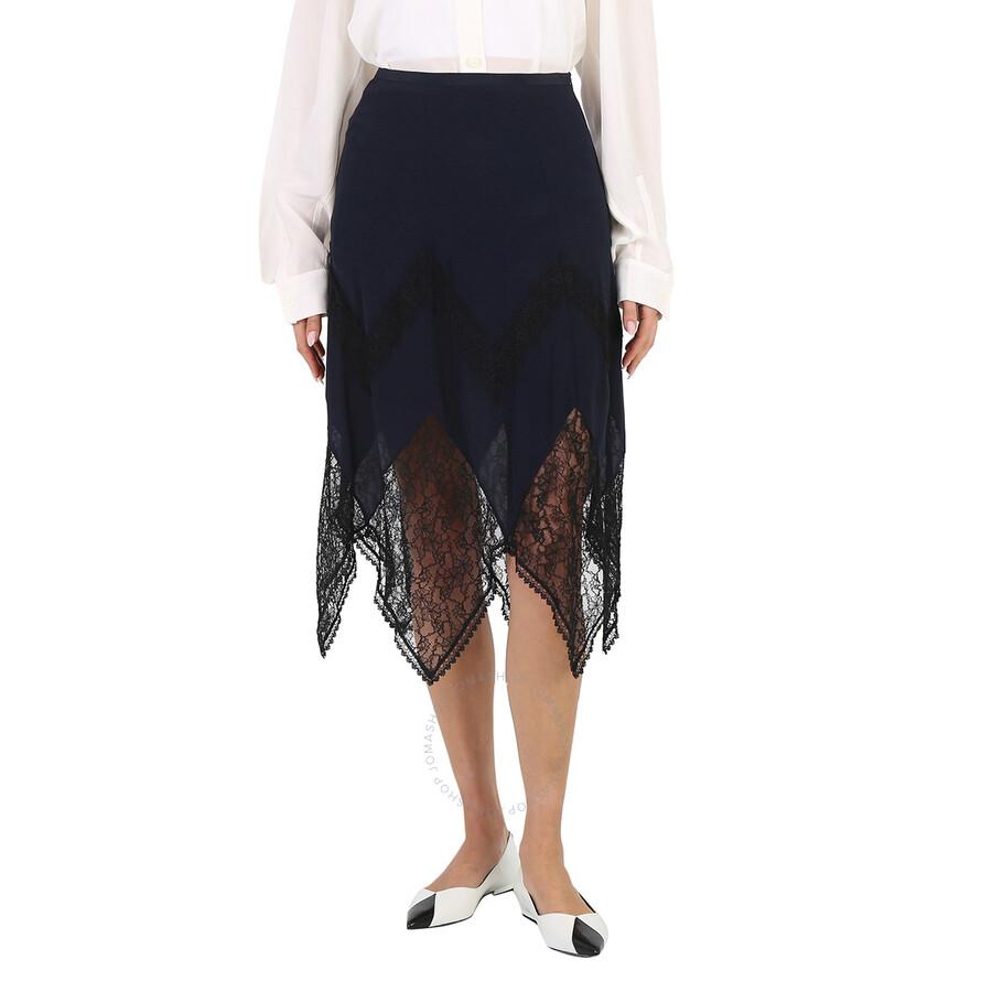 See by Chloé Ladies Blue Midi Lace Skirt