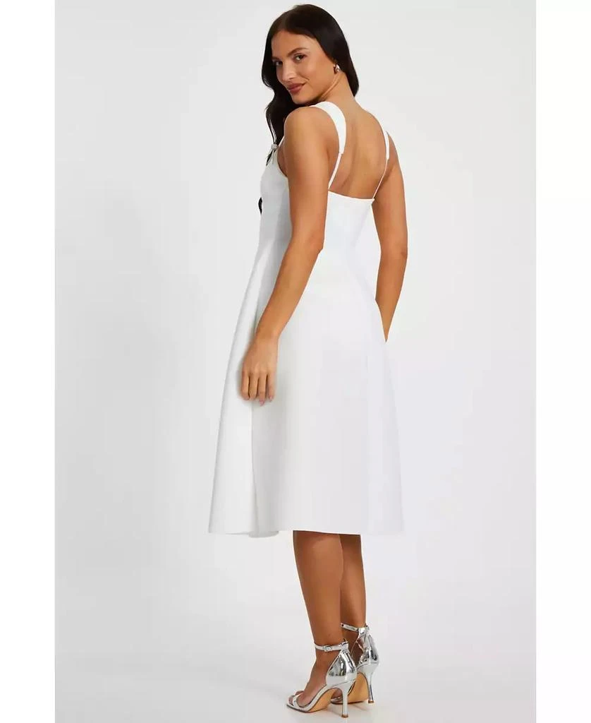 Quiz Women's Scuba Foam Midi Skater Dress with Diamante Bows - White