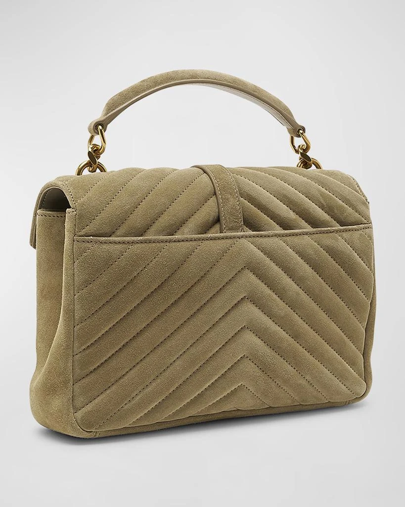 Yves Saint Laurent College Medium Flap YSL Shoulder Bag in Quilted Suede 7